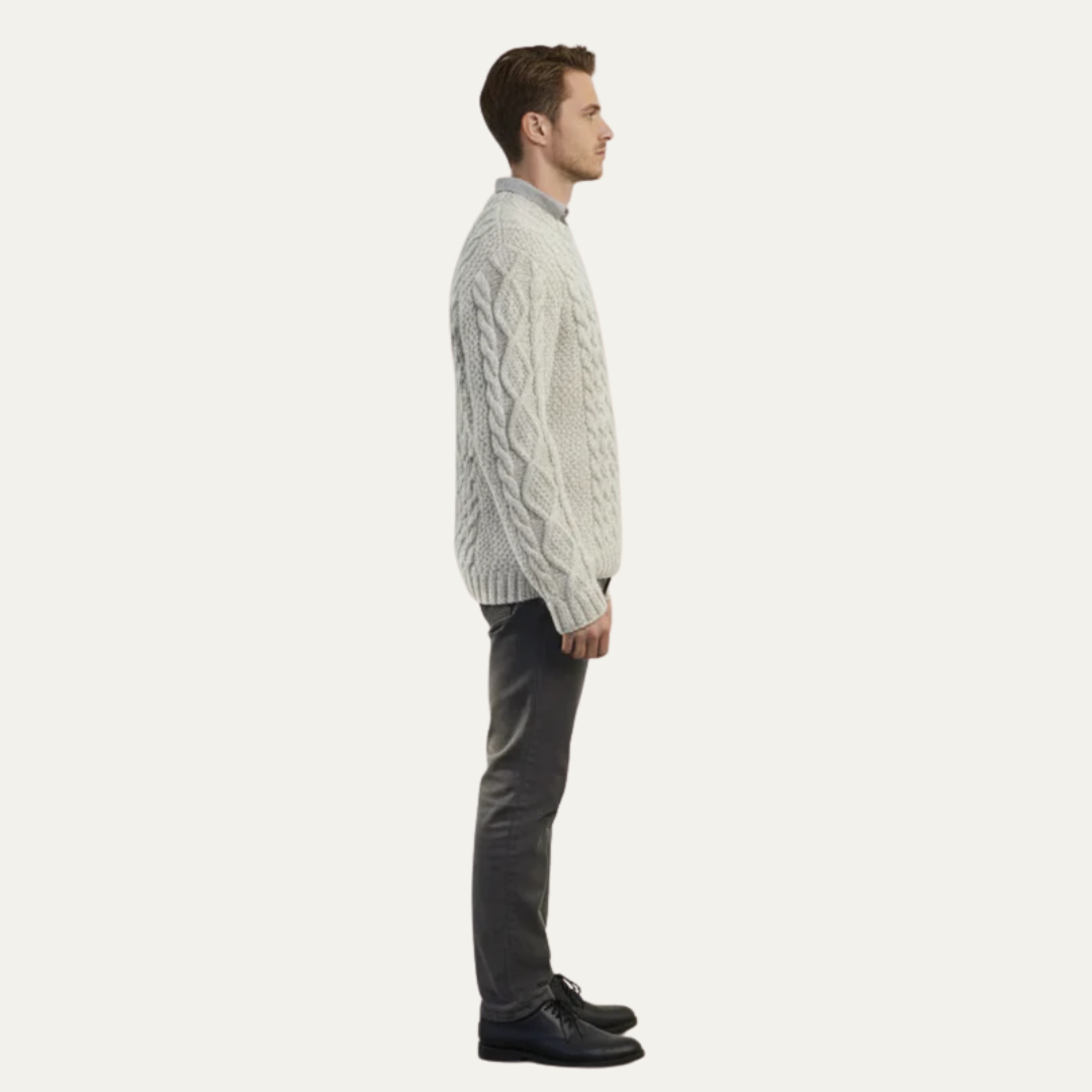 Thick Cable Knit Crew Neck Jumper Sweater