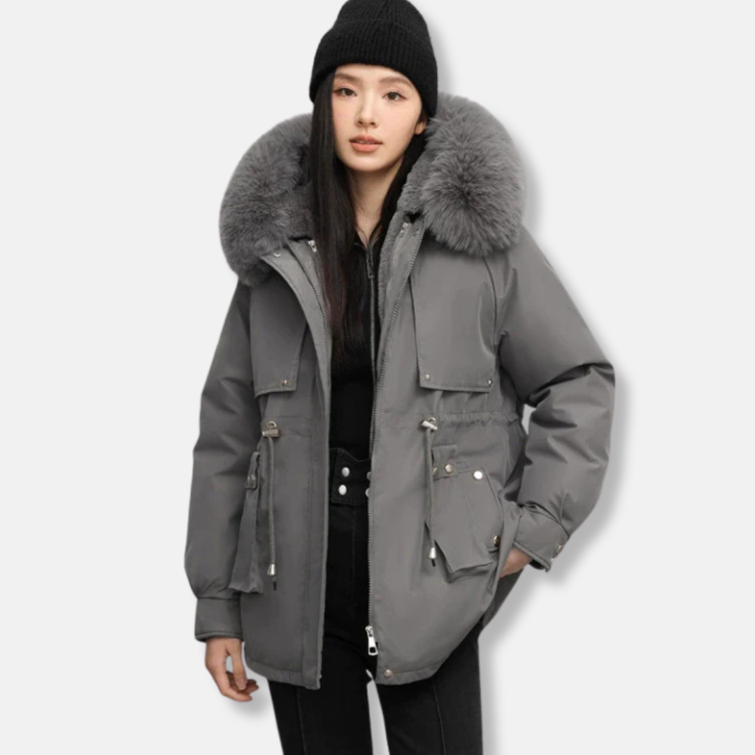 Waterproof Women's Parka Coat with Removable Fur Trim