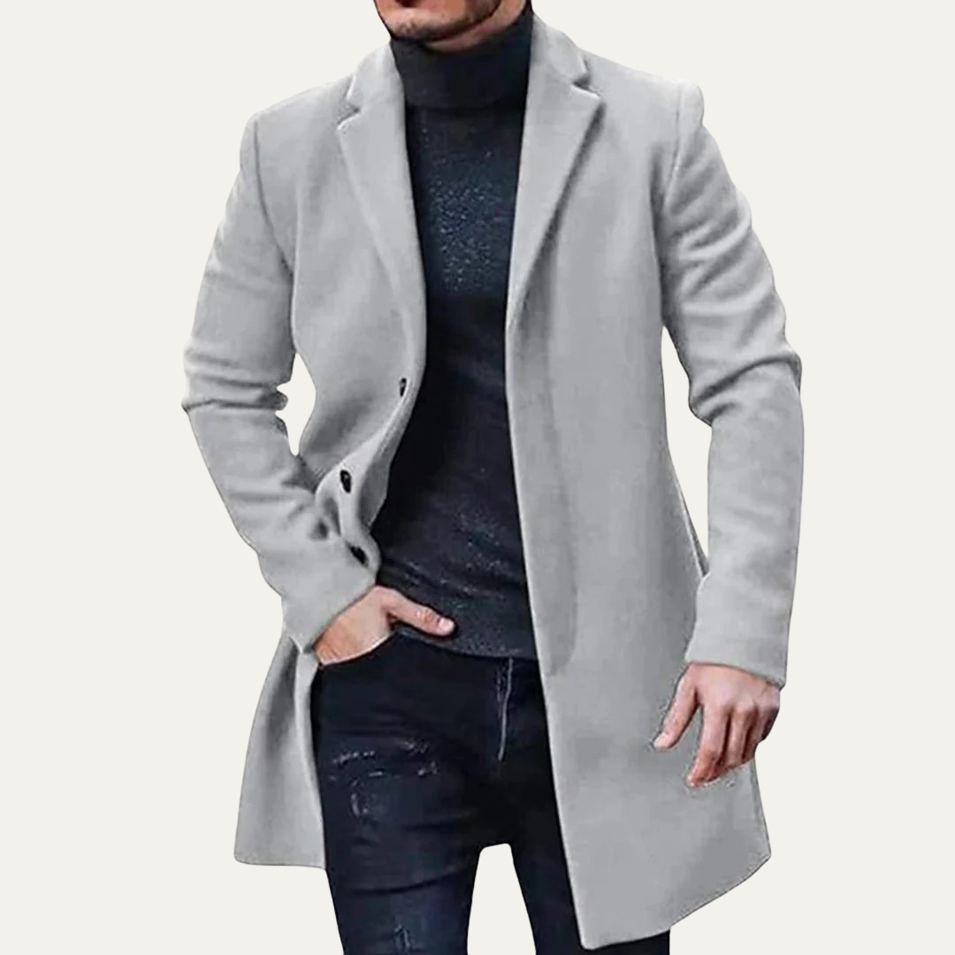 Warm Men's Long Wool Pea Coat