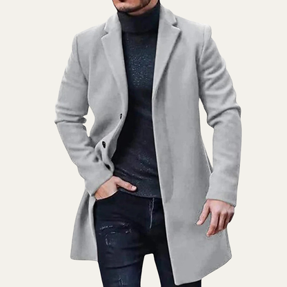 Warm Men's Long Wool Pea Coat
