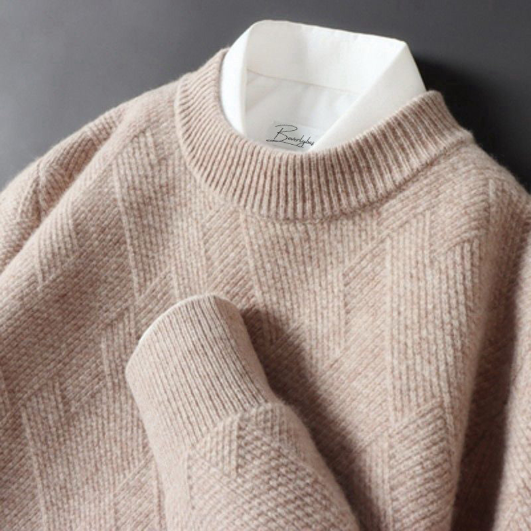 Warm Textured Crew Neck Sweater