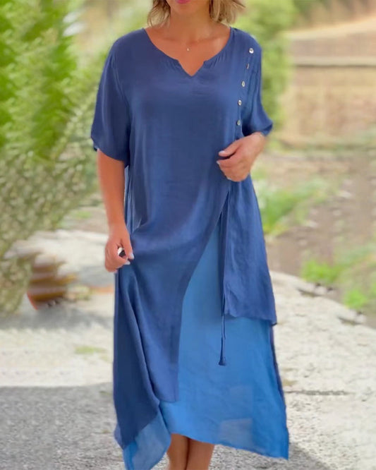 Comfortable Short Sleeve Summer Dress for Women - OutfitLondon
