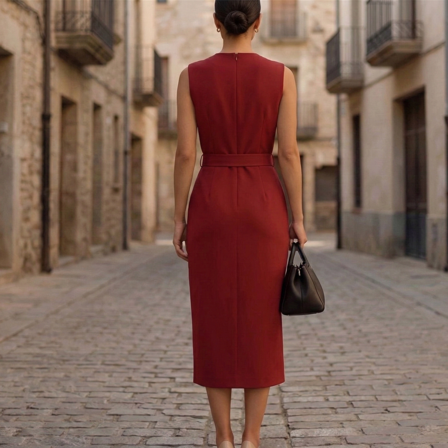 Casual Summer Belted Midi Dress for Women
