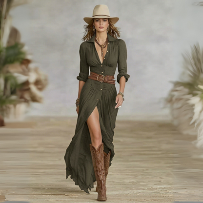 Elegant Long Sleeve Maxi Dress