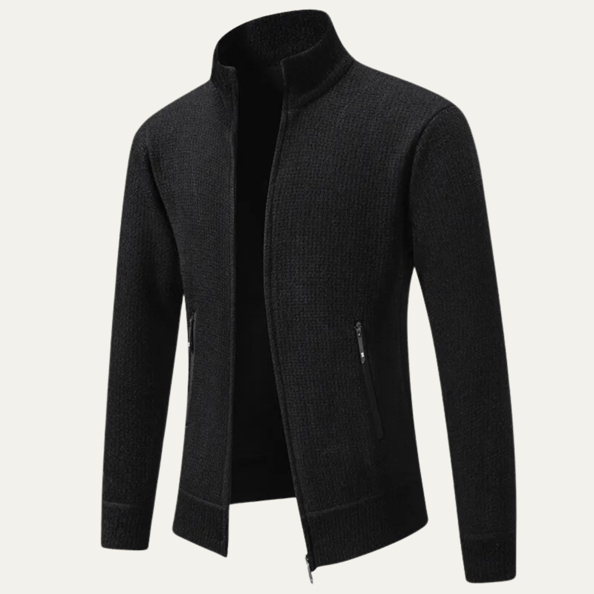 Relaxed Fit Men's Knit Zipper Cardigan Sweater