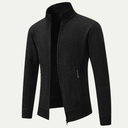 Relaxed Fit Men's Knit Zipper Cardigan Sweater