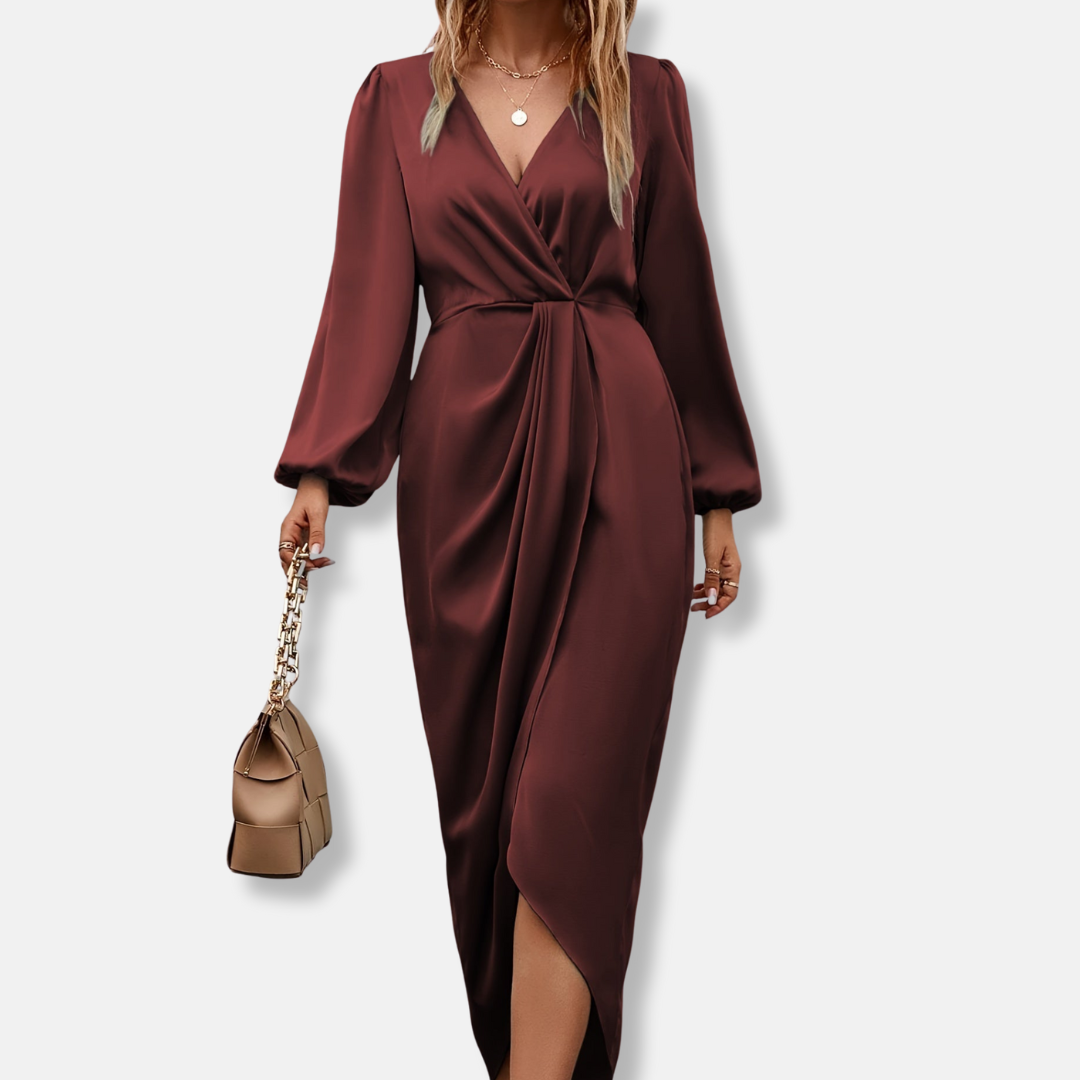 Floral Midi Wrap Dress with Ruffled Sleeves