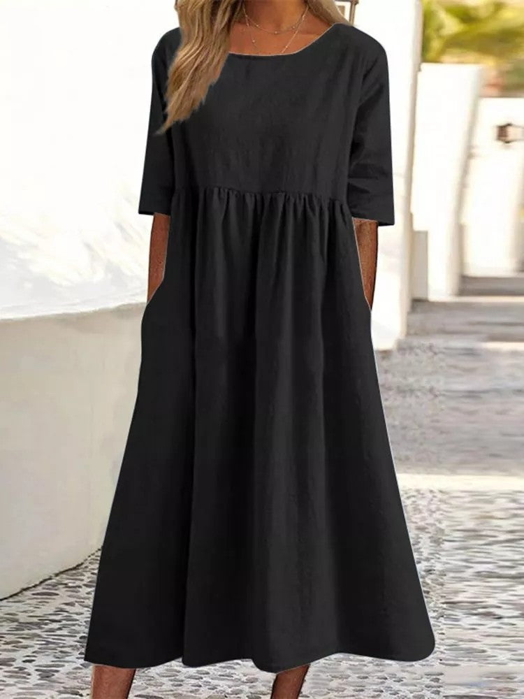 Comfortable Summer Short Sleeve Midi Dress