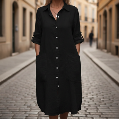 Relaxed Fit Casual Shirt Dress for Women