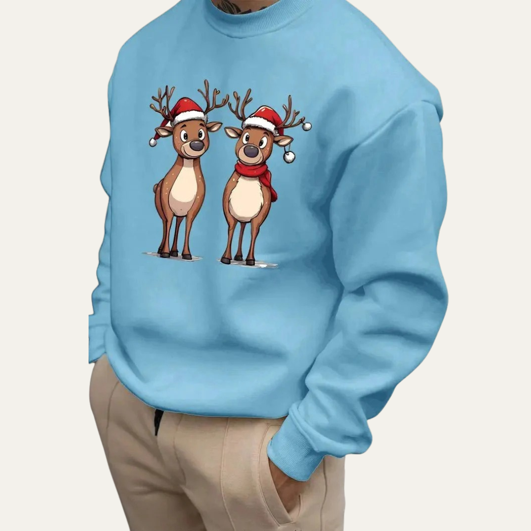 Fun Holiday Reindeer Crew Neck Sweater