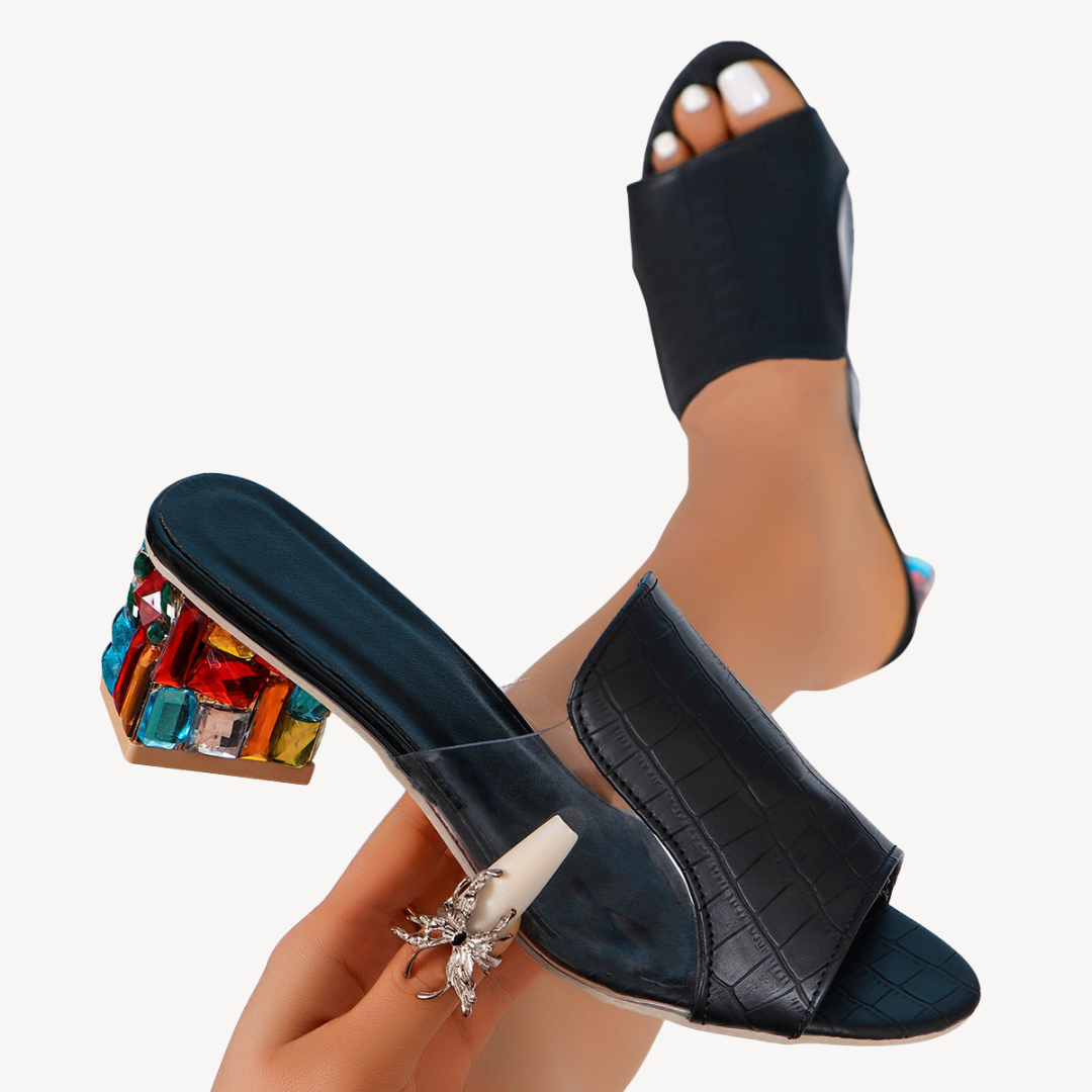 Comfortable Women's Sparkly Slip On Mules