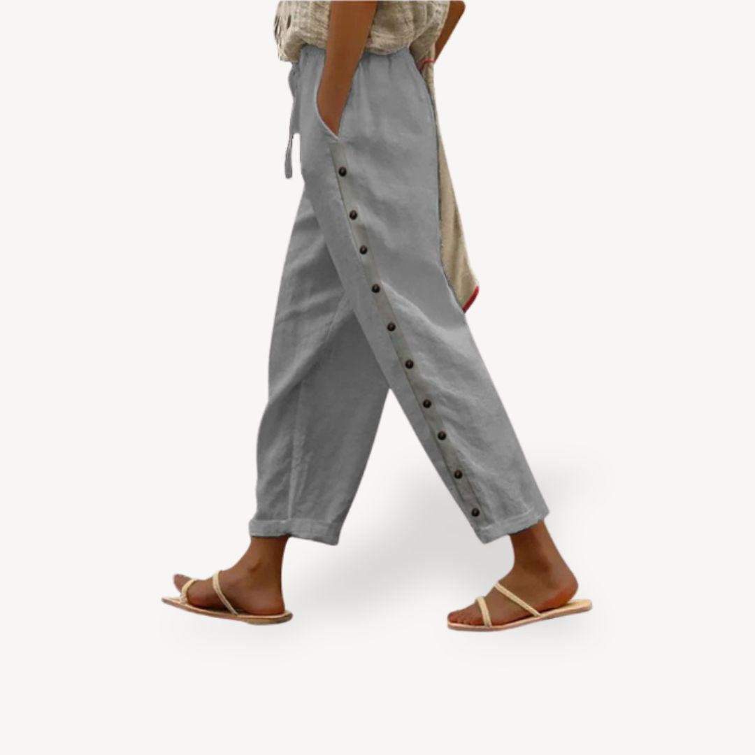 Relaxed Fit Ladies Button Trousers