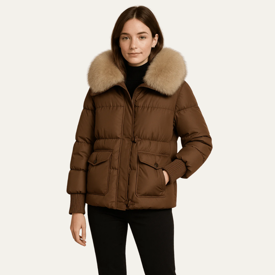 Warm Faux Fur Short Down Puffer Jacket