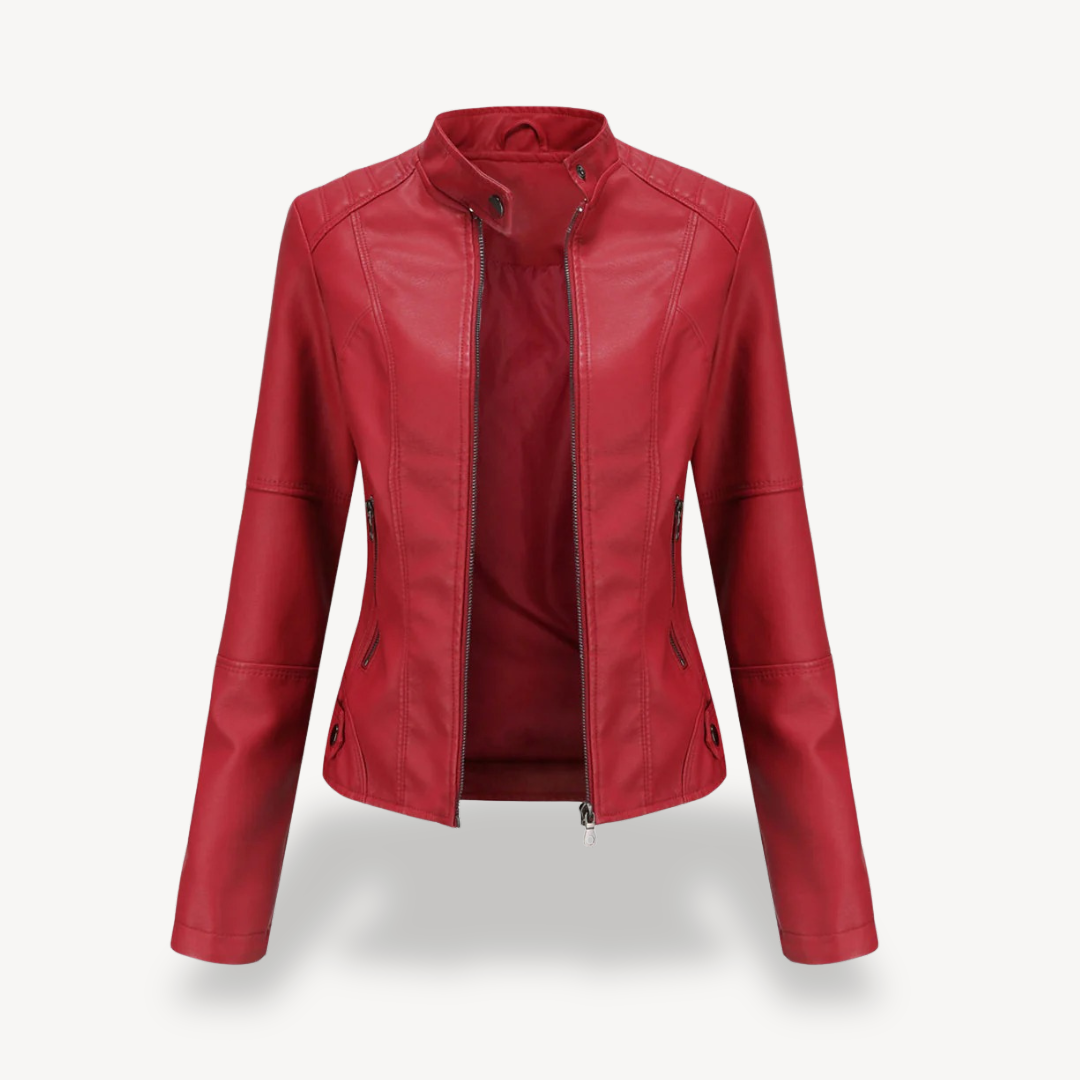 Ladies Synthetic Leather Motorcycle Jacket