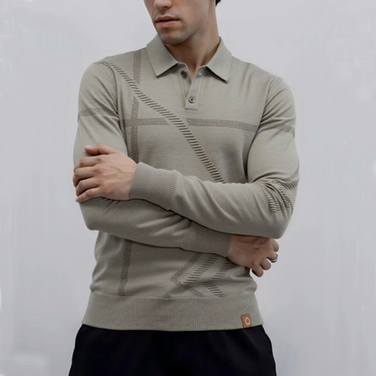 Slim Fit Men's Breathable Knit Polo Sweater