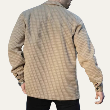Men's Grid Pattern Padded Shirt Jacket
