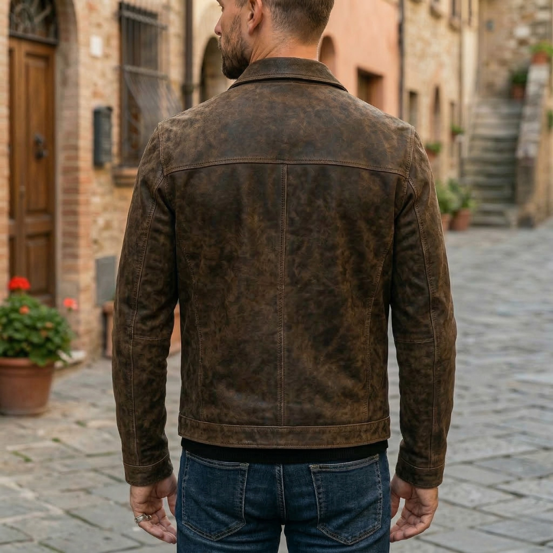 Stylish Men's Zipper Leather Coat Casual Wear