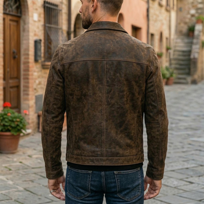 Stylish Men's Zipper Leather Coat Casual Wear