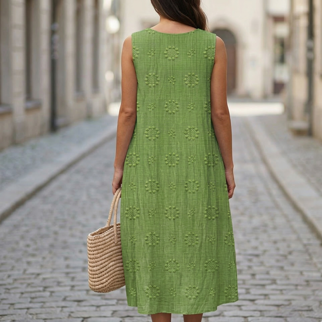 Comfortable Cap Sleeveless Midi Summer Dress