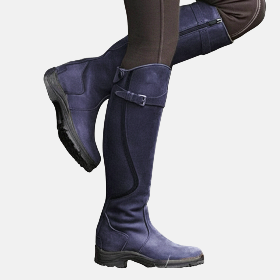 Tall Waterproof Hiking Boots with Buckle Detail