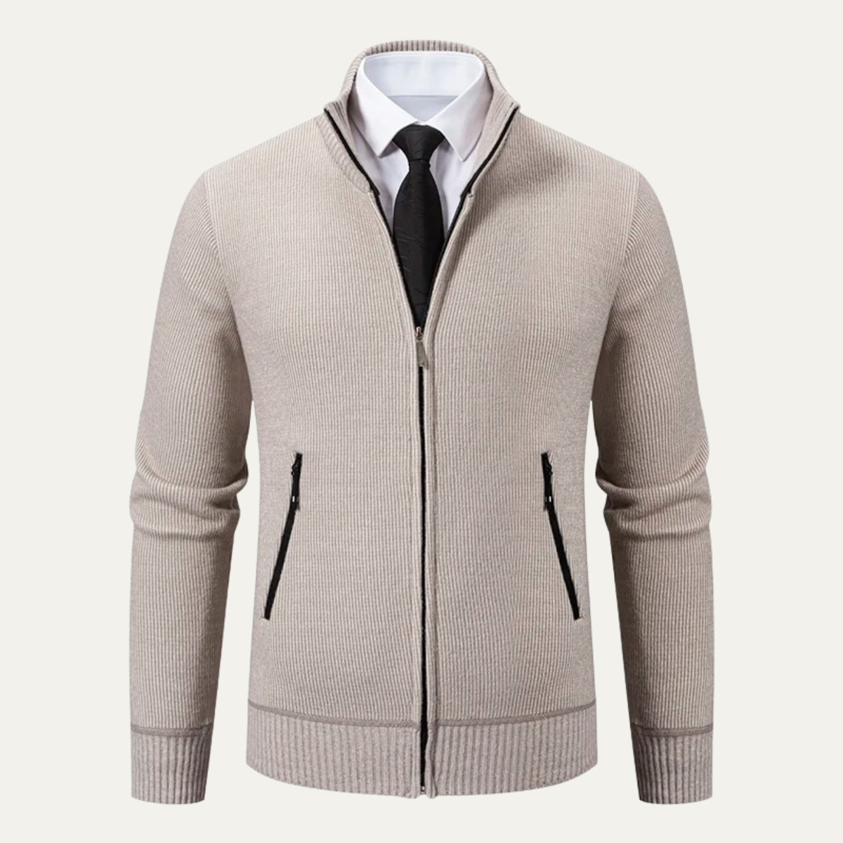 Warm Men's Fleece Zip Up Cardigan with Pockets