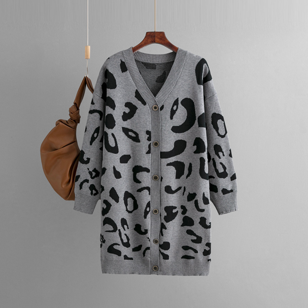Cozy Animal Print Women's Cardigan