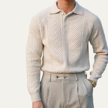 Men's Texture Knit Quarter Zip Sweater