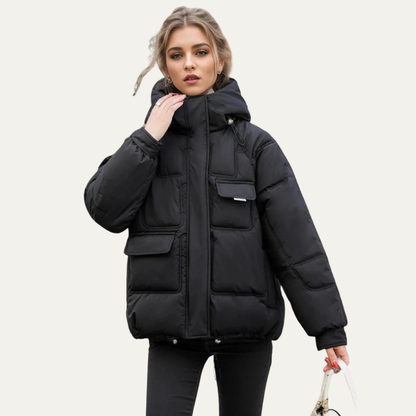 Waterproof Short Puffer Coat for Women - OutfitLondon