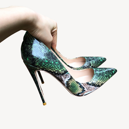 Comfortable Snake Print High Heels for Women