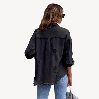 Ripped Vintage Blue Jeans Jacket