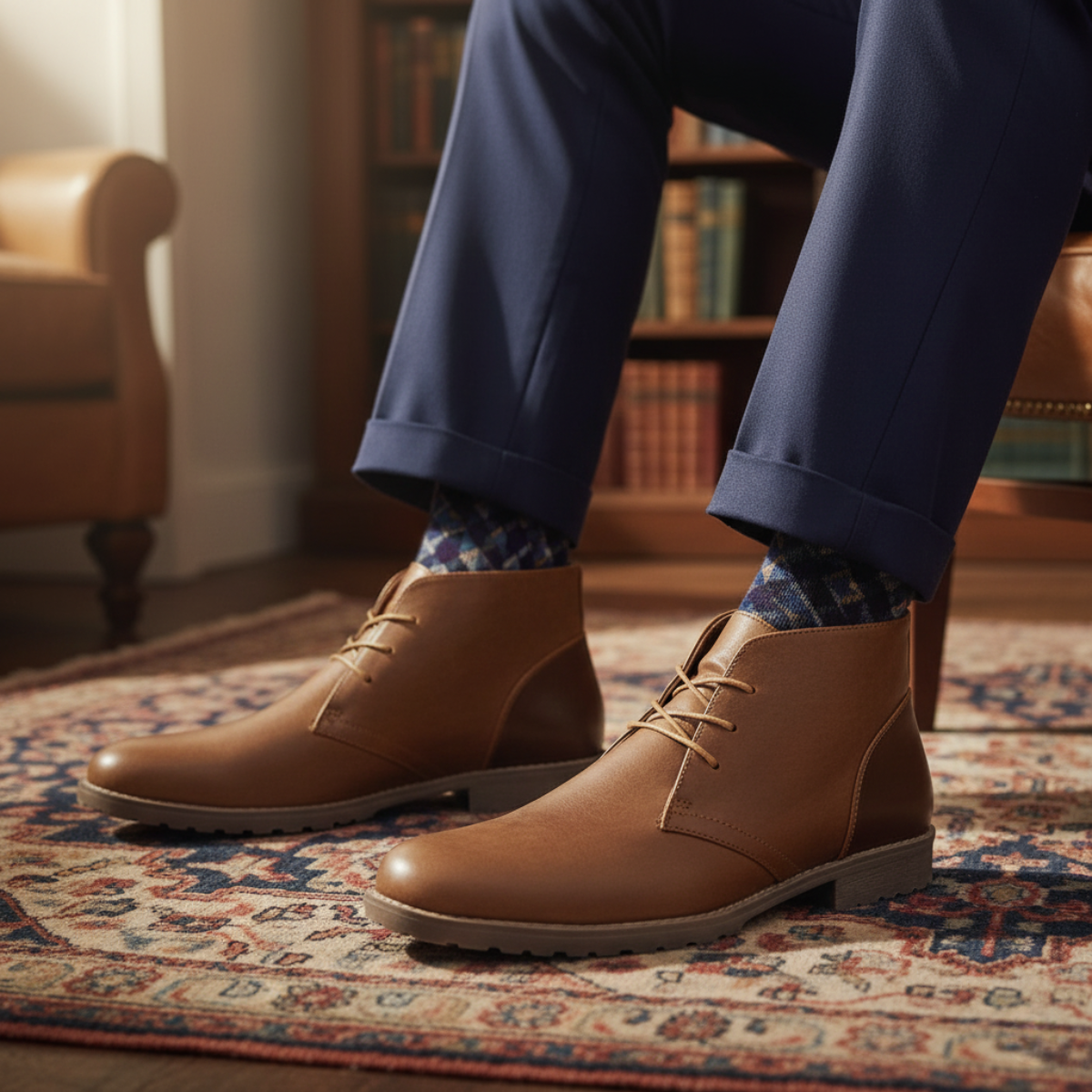 Vintage Men's Brown Leather Ankle Boots