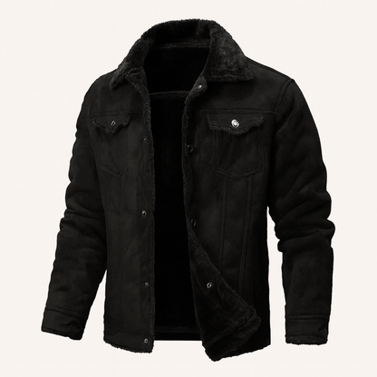 Warm Fleece Lined Suede Leather Mens Jacket