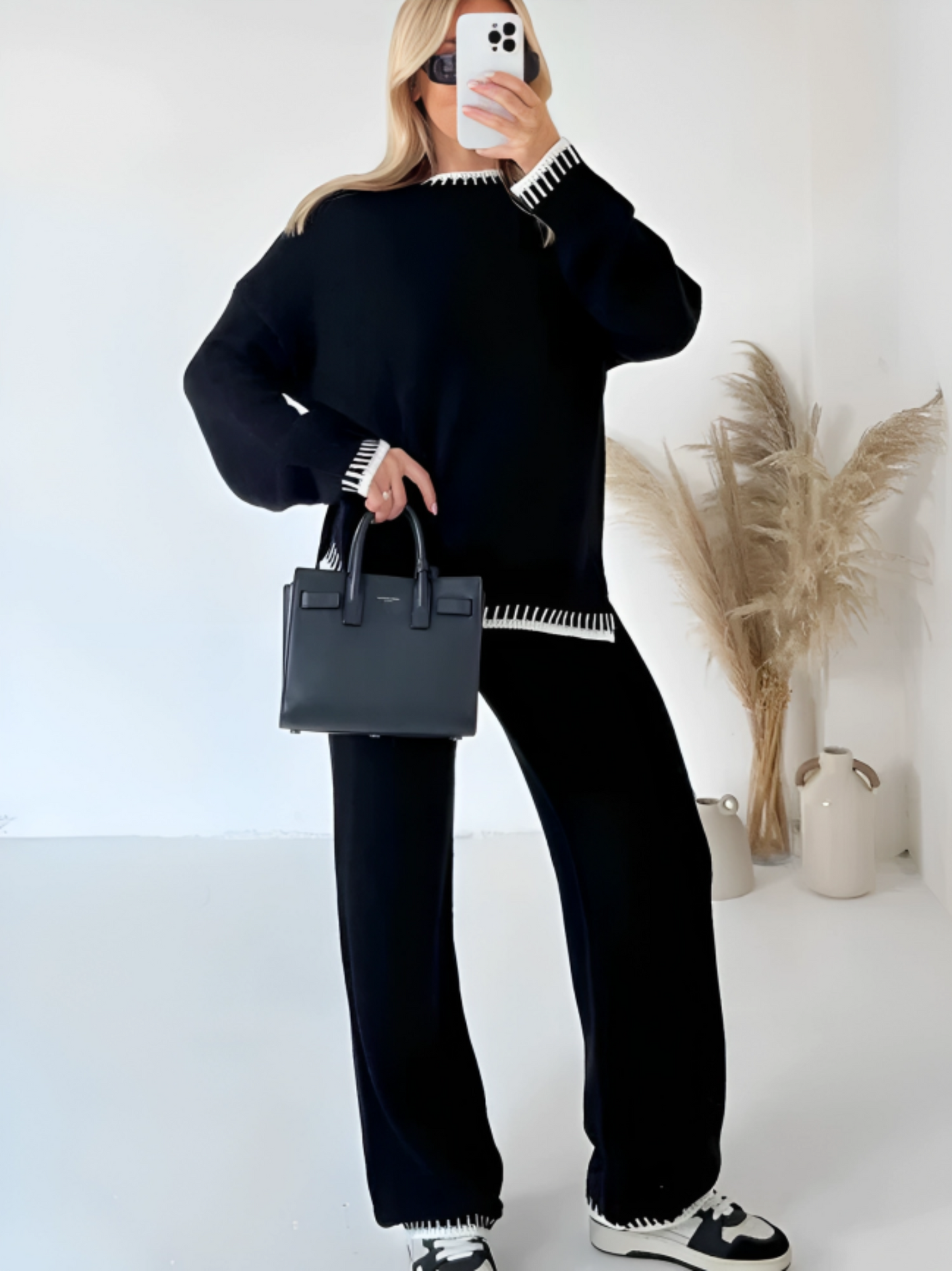 Stylish Stripe Knitted Jumper and Trousers Set