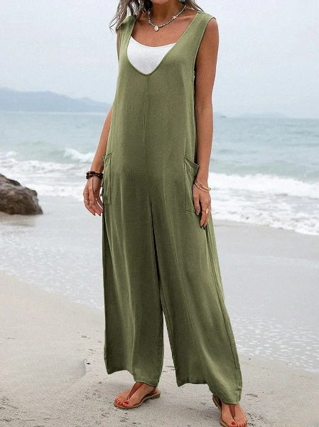 Comfortable Loose Fit Womens Summer Romper with Pockets