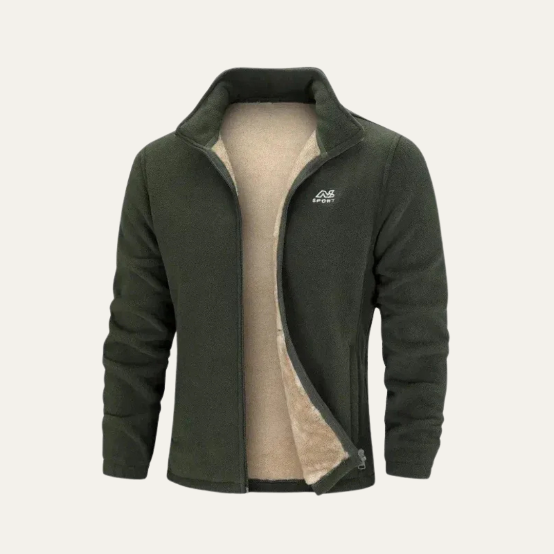 Men's Warm Fleece Zipper Jacket with High Collar