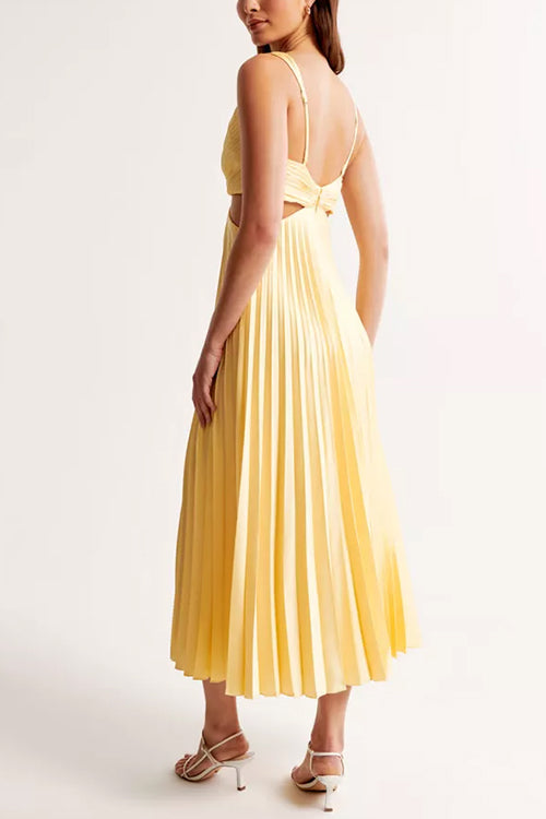 Women's V-Neck Pleated Skirt Dress
