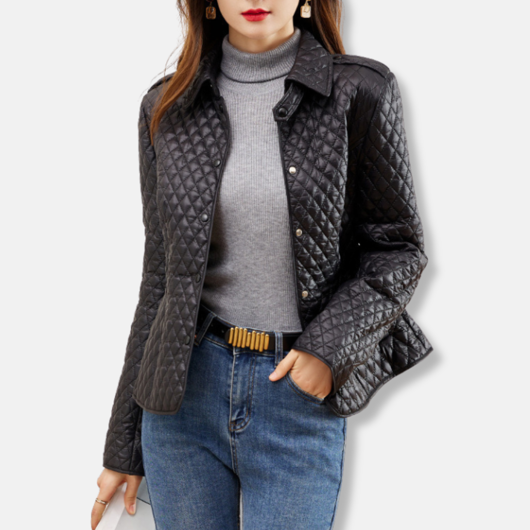 Tailored Quilted Coat | Fitted Geometric Jacket