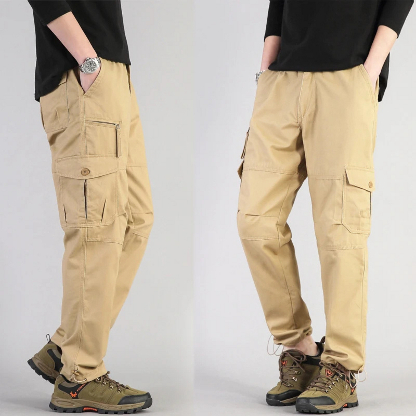 Comfortable Fit Cargo Pants with Stretch Waist