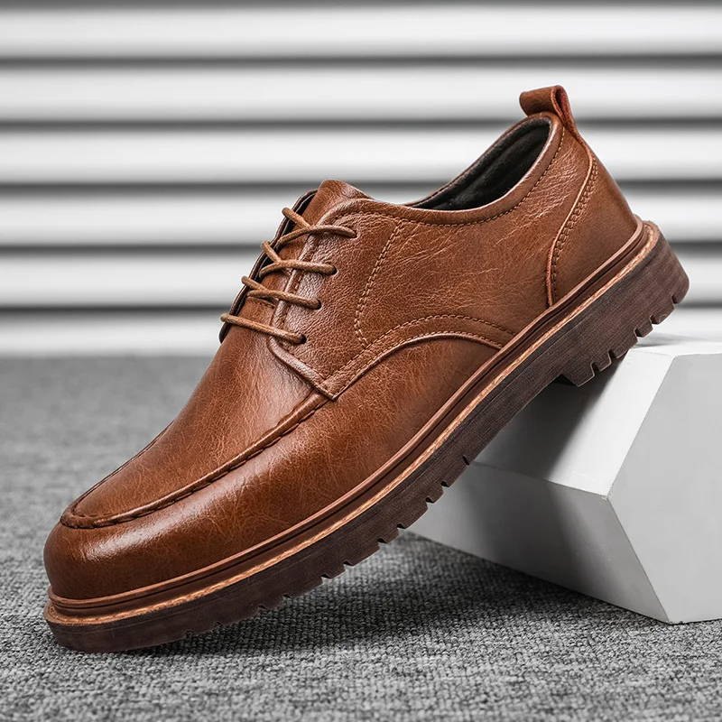 Waterproof Leather lace Up Ankle Boots for Men