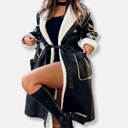 Warm Oversized Wrap Coat for Women with Soft Trim
