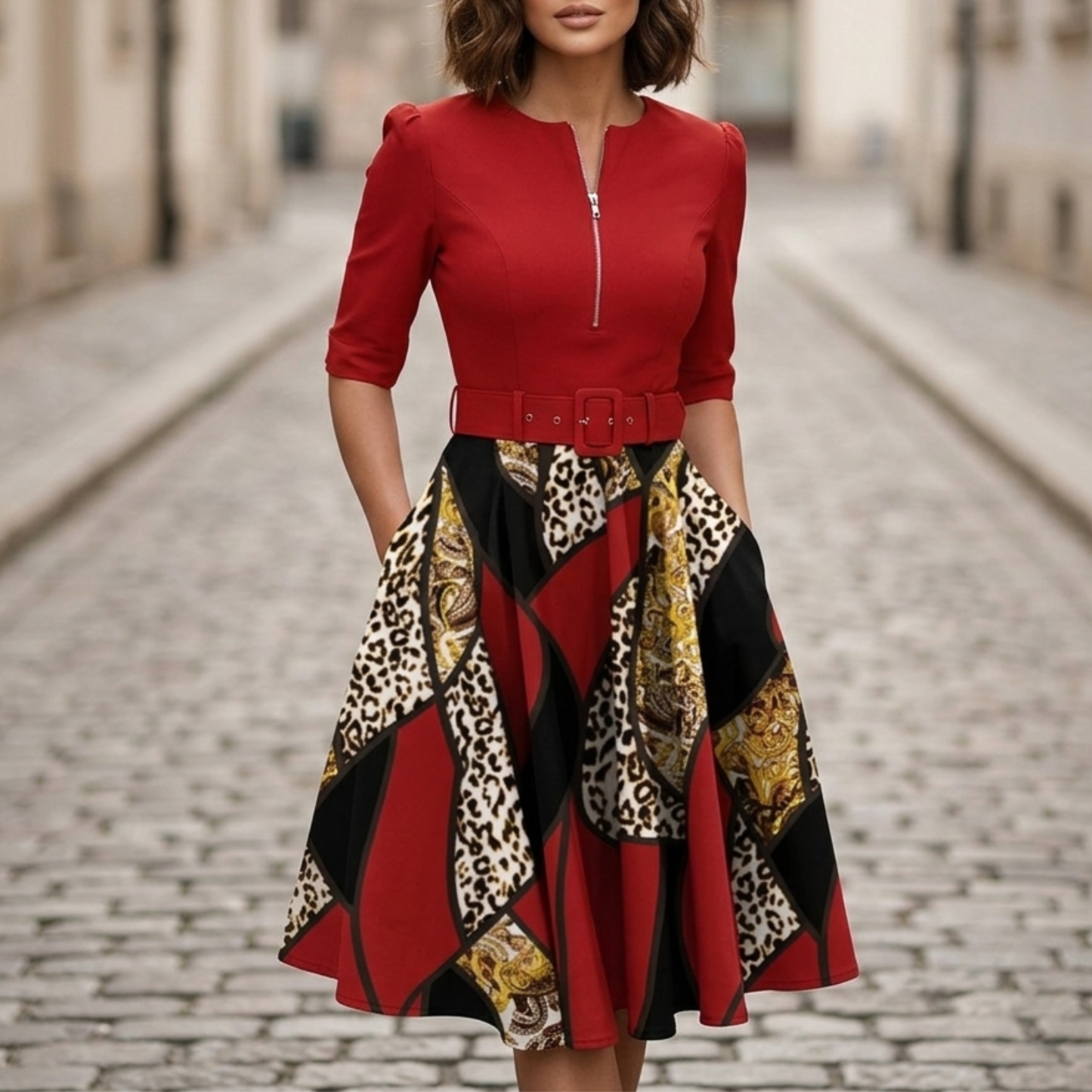 Casual Printed Midi Dress for Women