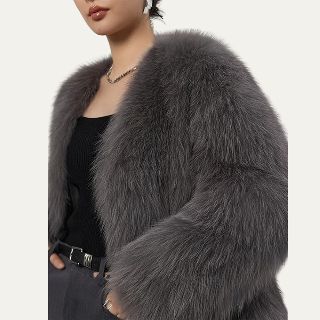 Short Faux Fur Waist Jacket