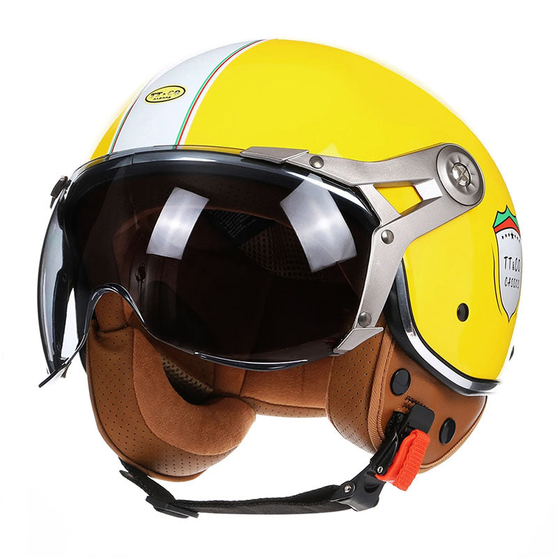 Vintage Style Bike Helmet With Clear Visor