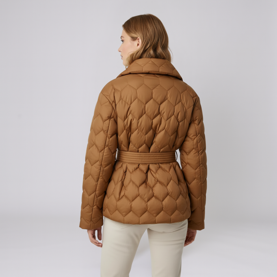 Warm Women's Down Parka Jacket with Belt