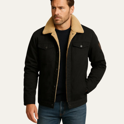 Warm Synthetic Lined Zip Up Denim Jacket