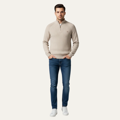 Thick Warm Crew Neck Quarter Zip Sweater