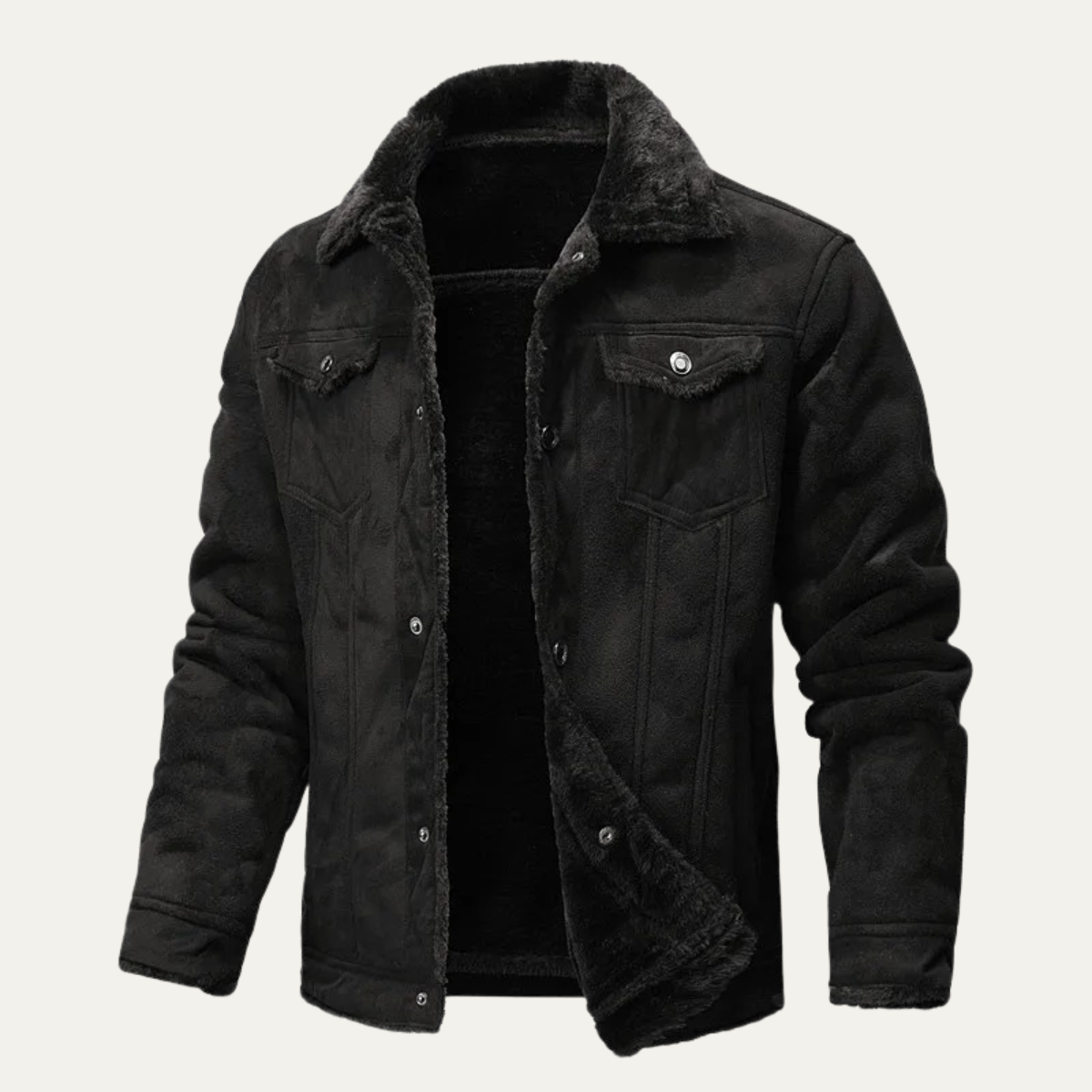 Men's Synthetic Suede Fleece Lined Coat