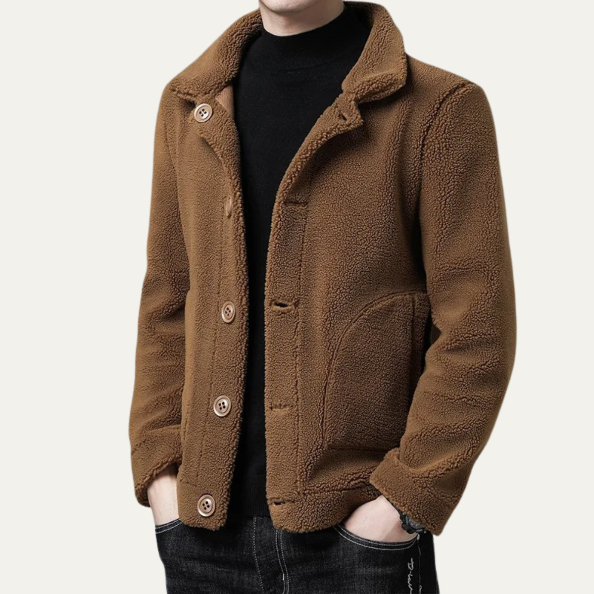 Men's Thick Insulated Fleece Coat with Pockets