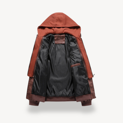 Men's Faux Leather Bomber Jacket