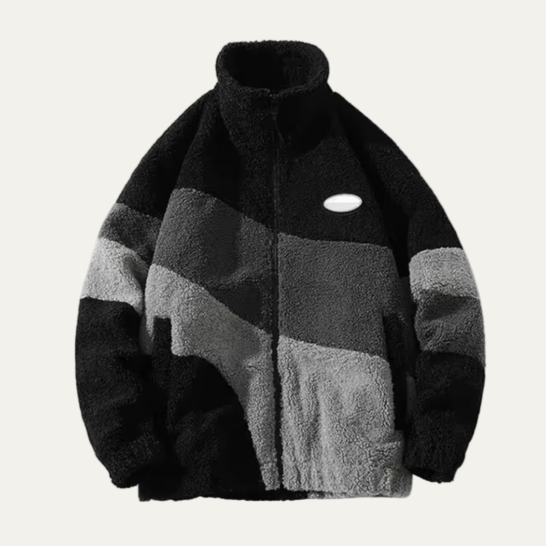 Men's Warm Graphic High Neck Fleece Jacket
